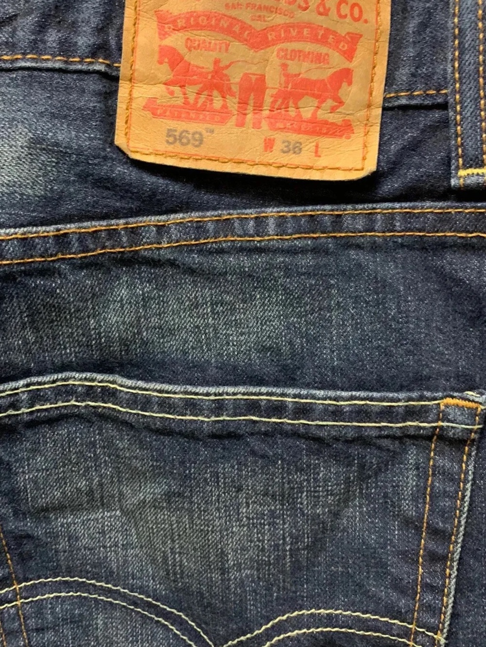 Levis 569 Loose Fit Mens Sz 36 Straight Denim Jeans Shorts Wash Blue